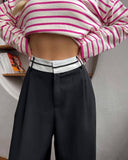 2025 New Solid Fashion Thin Leisure Trousers Small Design Tug Suit