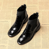 Martin Boots Crocodile Skin High And Coarse And Short-Headed Female Boots Korean Version Of The Paint Skin Short Boots