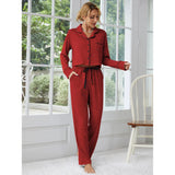 Zingj Women's Pajamas Autumn And Winter Thick Long-Sleeved Cardigan Trousers Two Sets Of Home