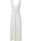 Lace Dresses Women Sexy Deep V Neck Long Dress Ladies Elegant Hollow Out Seleeveless Maxi Dress Boho Robe Femme 211-1-Outfit