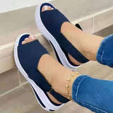 Women's Shoes Large Summer New Thick-Soled Simple Women's Single Shoes Magic Stick Casual Fish Mouth Sandals