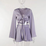 Zingj Fashion Horn Sleeve Skirt New Strap Long Sleeve A Long Sleeve Waist Set