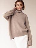Multi-Color High-Necked Solid-Color Sweater Women Loose Collar Collar Collar Women's Clothing