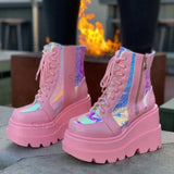 Boots 2025 Explosion Autumn And Winter Leather Boots High Gangs Of Cake Single Shoes Women's Ultra-High Heel And Large Size Women's