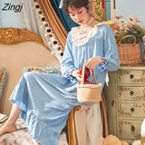 Nightgowns Women Long Sleeve Autumn Chic Popular Ulzzang Popular Vintage Female Nightwear Soft Loose Schoolgirls