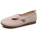 Zingj Shoes Beef Tendon Bottom Ethnic Wind Cloth Shoes Retro Plate Buckle Pure Color Literary And Art Sen Tea Art Women's Singles