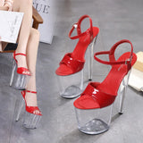 Zingj 20Cm Ultra High Heel Fish Mouth Shoes Fine Heel Cross Strap Female Al Nightclub Sexy Rhinestone