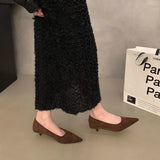 Small Thin Velvet Single Shoes Women's Shoes 2025 Autumn And Winter New Temperament With French Pointed High-Heeled