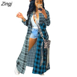 Plaid Jackets for Women Fashion Fall Long Sleeve Outwear Clothing Elegant Streetwear Top Blouse