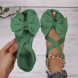 Sandals Women's Summer New Soft-Soled Bow Flat And A Word Sandals Fashion Wear Sweet Cool