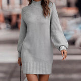 And Winter New Sweater Dress High-Necked Sweater Women Long-Sleeved Knitwear Dress