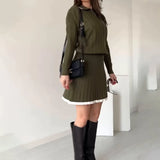 Women's Clothing 2025 Autumn New POLO Collar Splicing Short Skirt Fashion