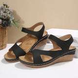 Asia's New Slope And Thick-Soled Sandals Women's Large Size With Fish Mouth Magic Stick Beach Cool