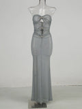 High-End Women's Clothing New Heavy Industry Hot Diamond Solid Color Sexy Thoracic Dress Dress Dress Dress