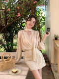 Xixi 2025 New Korean Version Of The Rose Vertede Temperament Long-Sleeved Shirt Women's Professional Top Tide