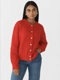 White With Soft Knitted Cardigan Female Retro Buckle Gray Wool Sweater Coat In