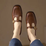 Small Leather Shoes Women's Design Sense Of Niche Heel Women's Shoes 2025 Autumn French Retro Brown Light Mouth Single