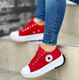 Casual Single-Shoe Women 2025 Spring And Autumn New Round Head Tie With Thick Bottom Low Help Canvas Single