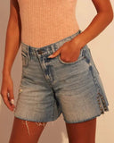 Direct Selling Female Summer Loose Show Thin Side Design Sense Denim Shorts-Outfit