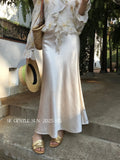 Xixi 2025 Spring New Temperament High-Waisted Half-Body Skirt Heavy Imitation Acetic Acid-Bated Ass Skirt Women