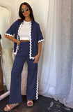 Zingj Spring And Summer New Comfortable Casual Single Breasted Lace Splicing Trousers Shirt Coat