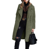 Women's Autumn And Winter Long Sleeves Collar Double-Sided Lady Plush Coat Long Coat Lamb Velvet