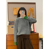 Collar Soft-Creating Knitted Sweater Women's 2025 Autumn And Winter Korean Design Knitted Top