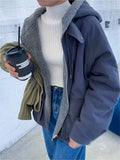 solid color reversible jacket with hood and