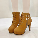 New Ultra-High Heeled Round Head Zipper Short Boots Women With Large Size Martin Boots