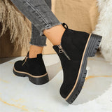 Round Head Side Zipper Martin Boots Short Boots Coarse And New Autumn And Winter Large-Size Women's Short