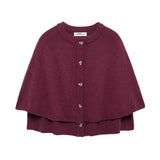 Women's Explosive Knitted Coat Cape Short Sleeve Single Buckle Women's Sweater