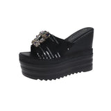 Zingj Slippers Female Wear Slope With Women's Diamond Square Buckle Cool Drag 2023 Summer New Platform Waterproof Platform Women's
