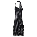 Women's Explosive Wave Dot Scarf With Lotus Leaf-Side