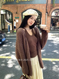 Xixi 13 Line 2025 Autumn New White Standard Korean Version Of Hollow Knitted Sunscreen Hooded Shirt
