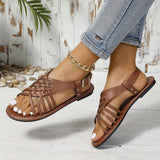 Flat Bottom Buckle-Dew Sandals Women Retro Style Cross With Light Beach Cool