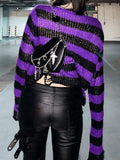 Distressed Striped Crop Sweater- Outfit