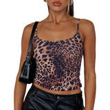 Zingj Women's Summer Hot Style Leopard Print Sexy Small Condole Belt Versatile Small Vest Women's