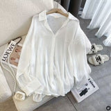 Fork Chiffon Sunscreen Shirt Women's Summer 2025 New Korean Version Of Loose Gas Thin Open Shirt