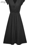 Long Dress Women Solid Summer Dress Female Fashion V Neck Short Sleeve Button Dress Ladies Casual Loose Beach