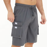 Pants Solid Color Multi-Pocket Fake Two Double-Layer Overalls Five-Point Fitness Running Leisure Sports