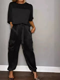 Fashion Lady Smooth Sleeve Half-Sleeveed Trompack Two-Piece