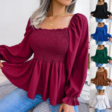 Shooting 2025 Spring And Summer Leisure Wood Ear Side Collar Long-Sleeved Chiffon Sweater Explosion Of Women's
