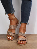 Summer New Leopard Print Large-Size Slippers Women Wear Broadband Flat-Bottomed Cool
