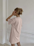 Summer New Cotton Dress Women's Casual Loose Round-Neck T-Neck Round-Neck A-Shaped Dress Women's