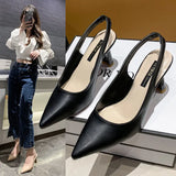 Spring And Summer New Sharp-Headed High-Heeled Shoes Women's Fine Heel Head Sandals Behind The Empty Light Single