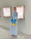 2025 Women's Dress Fashion High-Necked Long Sleeve Slim-Sleve-Wice Dressed With Thin