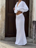 White Hollow Open Shirt Dress Women's Dress 2025 New Dress
