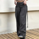 Retro Street Low Waist Wide Leg PantsOutfit