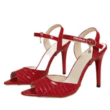 Summer Sexy Snake Pattern Heeled Fish Mouth Sandals High Heel Sandals