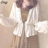 Women New Spring Loose Lace-up Sweet Girls Batwing Sleeve Vintage Korean Style Knitted Sweaters Sun-protection